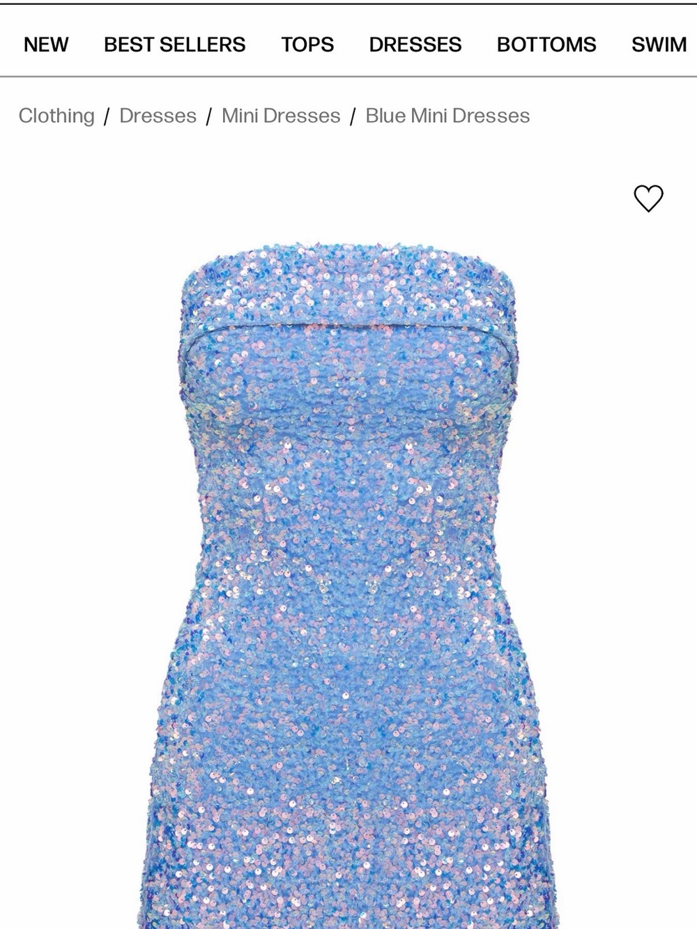 Strapless Sequin Mini Dress in Light Blue